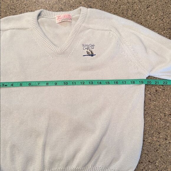 LADY PICKERING Vintage 1960s Light Blue Golf Sweater V-Neck Country Club Knit - Picture 9 of 10